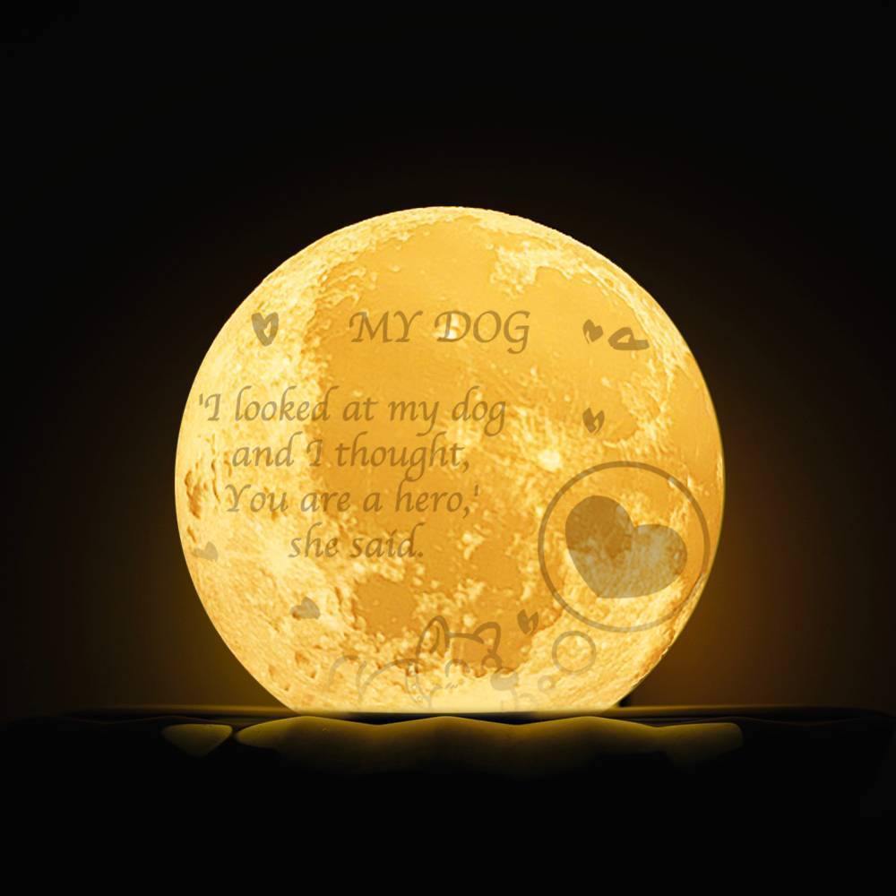 Engraved Moon Lamp, Custom 3D Moon Lamp - Touch Two Colors 15cm-20cm Available - soufeelus