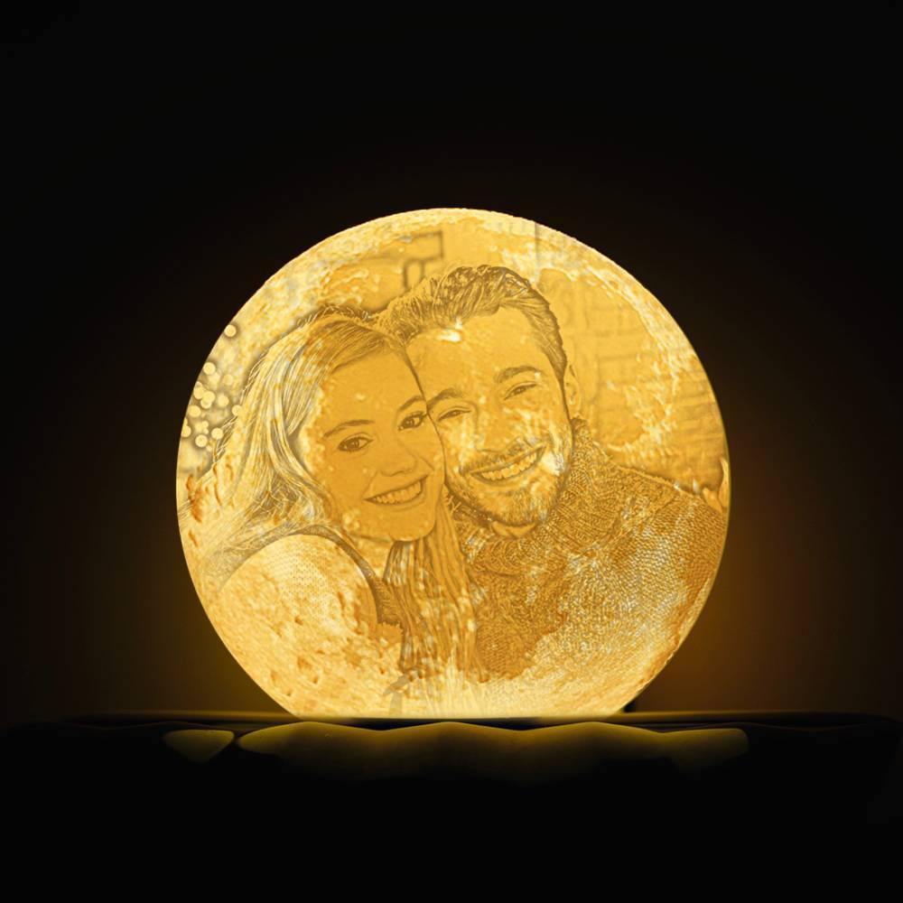 Photo Moon Lamp, Custom 3D Photo Light, Lamp Moon Couple's Gift - Touch Two Colors 15cm-20cm Available - soufeelus