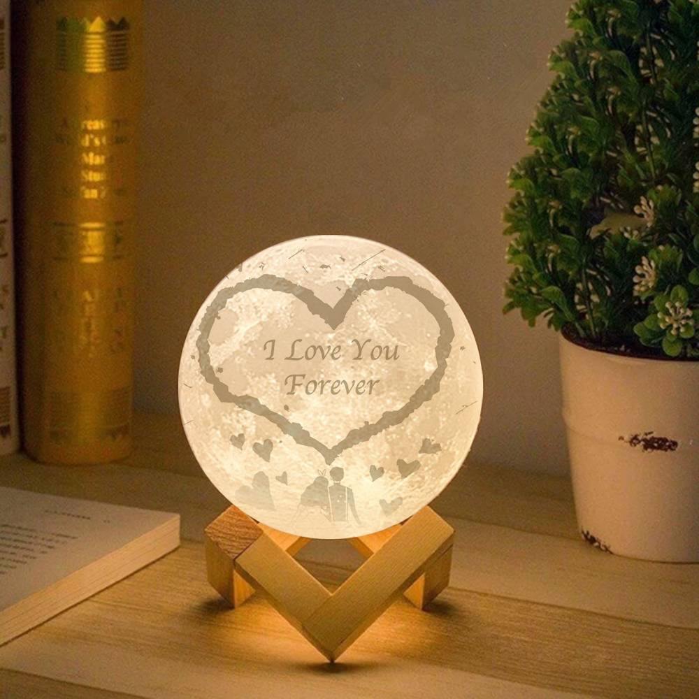 Photo Moon Lamp, Custom 3D Photo Light, Lamp Moon Couple's Gift - Touch Two Colors 15cm-20cm Available - soufeelus