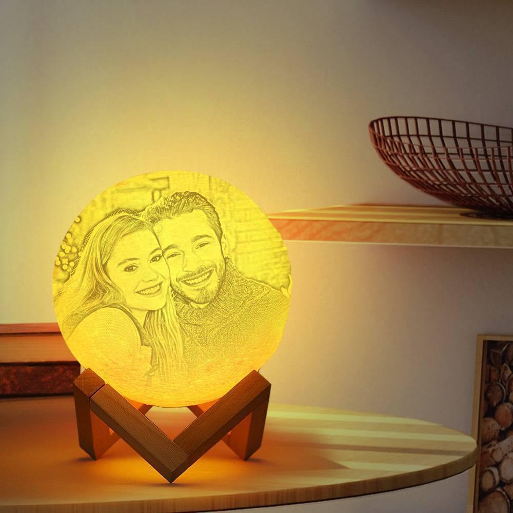 Photo Moon Lamp, Custom 3D Photo Light, Lamp Moon Couple's Gift - Touch Two Colors 15cm-20cm Available - soufeelus