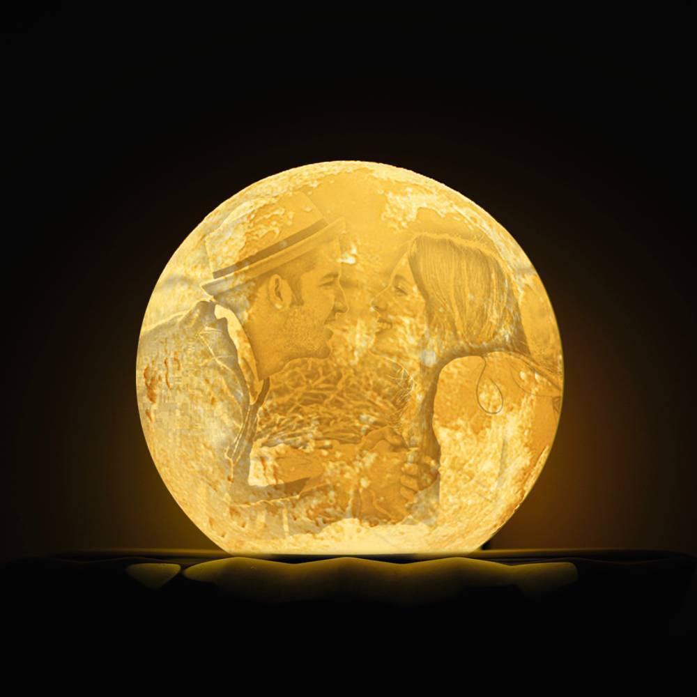 Photo Moon Lamp, Custom 3D Photo Light, Lamp Moon Love You - Touch Two Colors 15cm-20cm Available - soufeelus