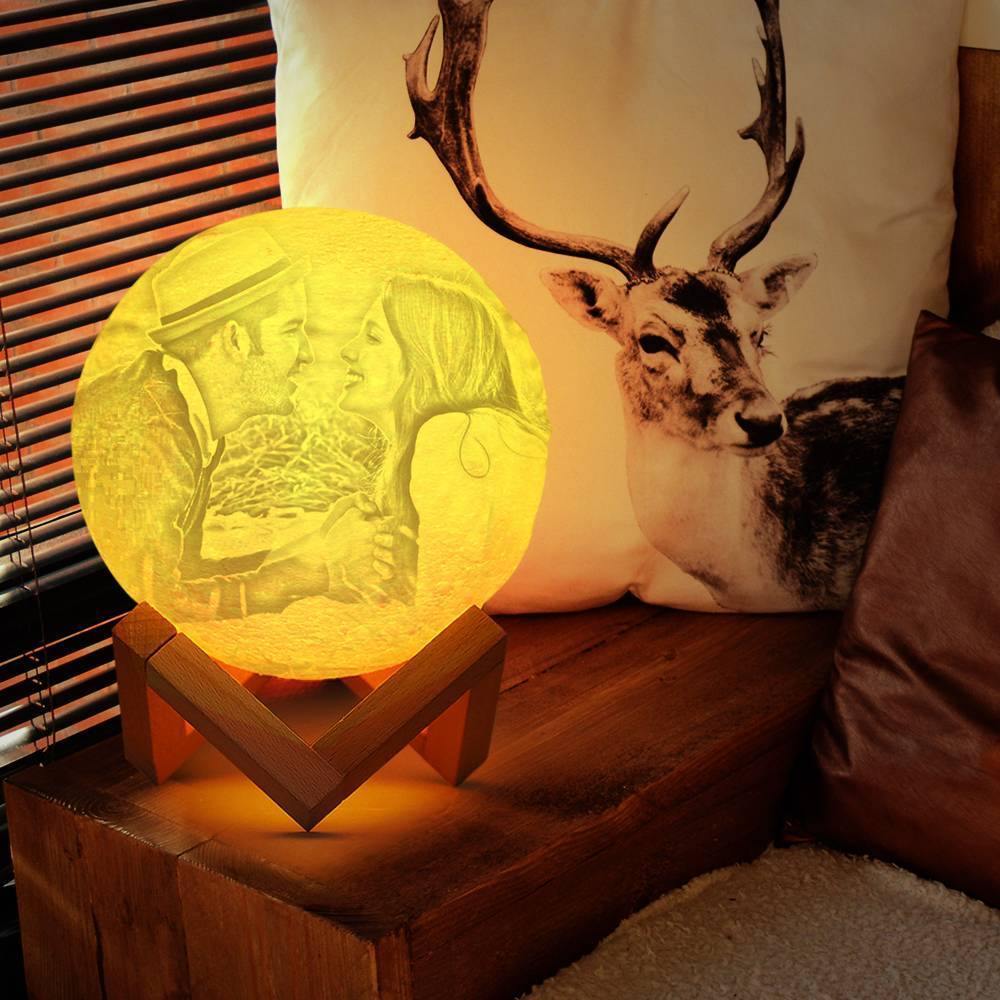 Photo Moon Lamp, Custom 3D Photo Light, Lamp Moon Love You - Touch Two Colors 15cm-20cm Available - soufeelus