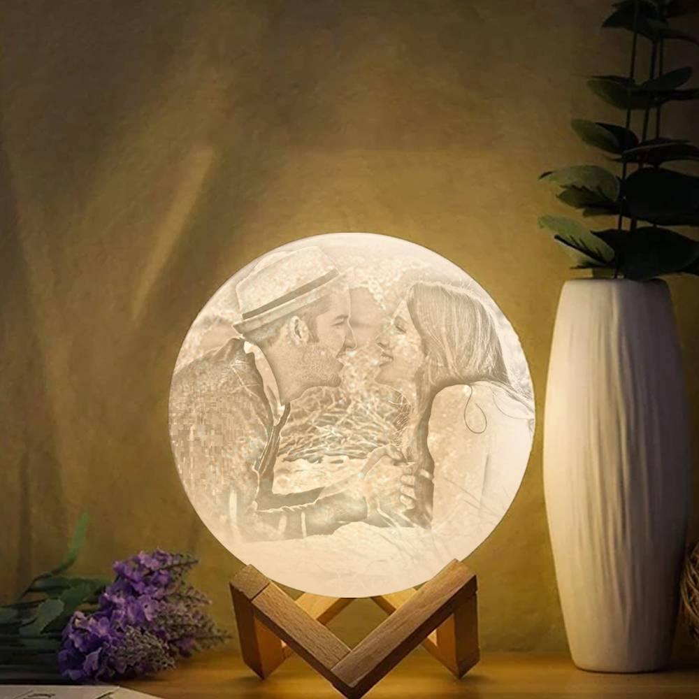 Photo Moon Lamp, Custom 3D Photo Light, Lamp Moon Love You - Touch Two Colors 15cm-20cm Available - soufeelus