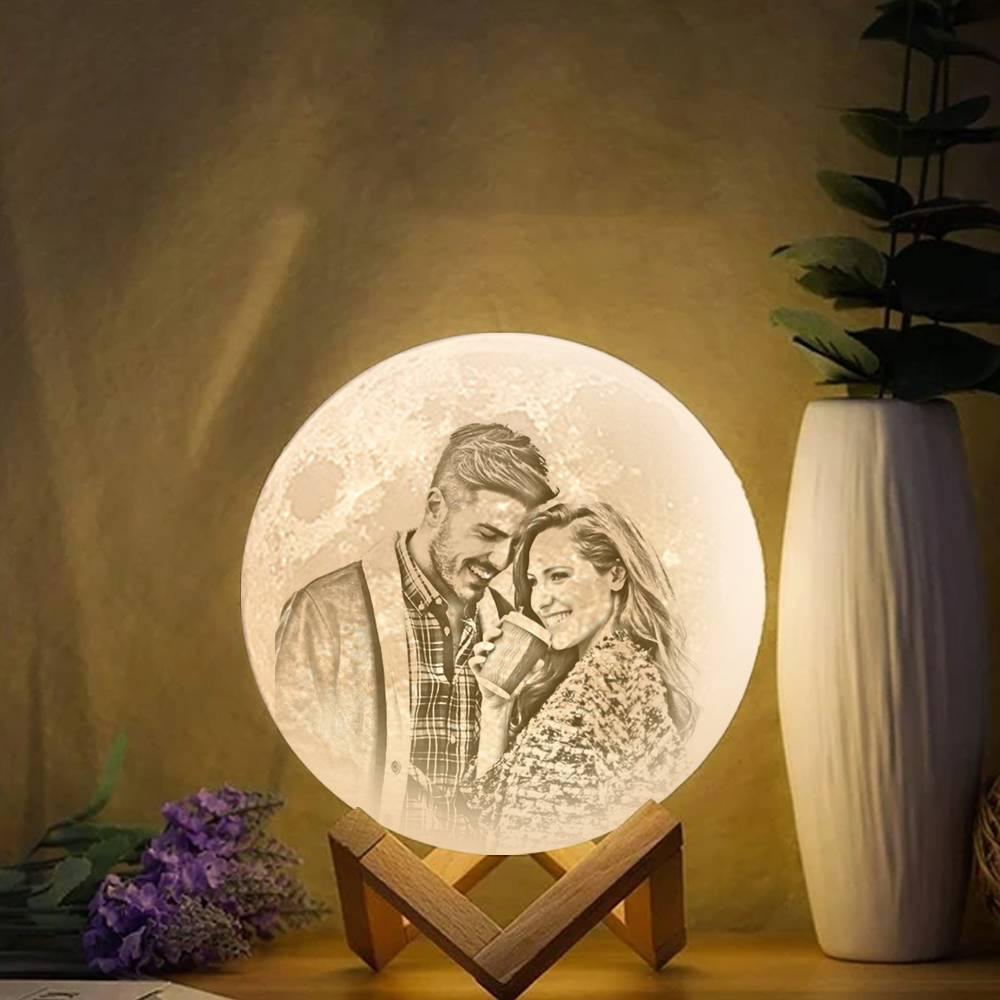 Photo Moon Lamp, Custom 3D Photo Light, Creative Gift - Tap Three Colors 10cm-20cm Available - soufeelus