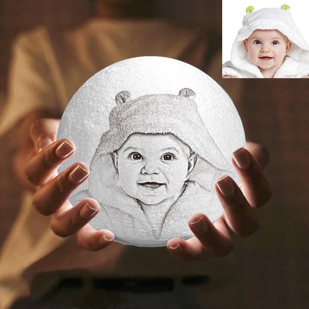 Photo Moon Lamp, Custom 3D Photo Light, Baby Gift- Tap Three Colors 10-20cm Available - soufeelus