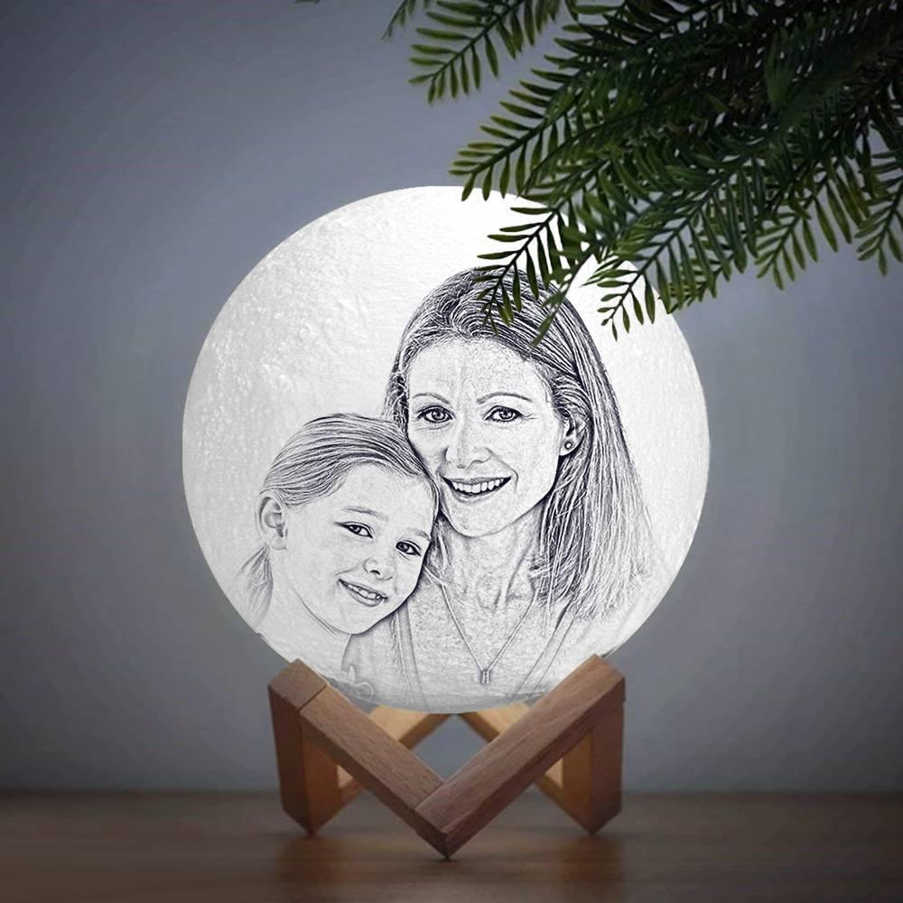 Photo Moon Lamp, Custom 3D Photo Light, For Mom - Tap Three Colors 10-20cm Available - soufeelus