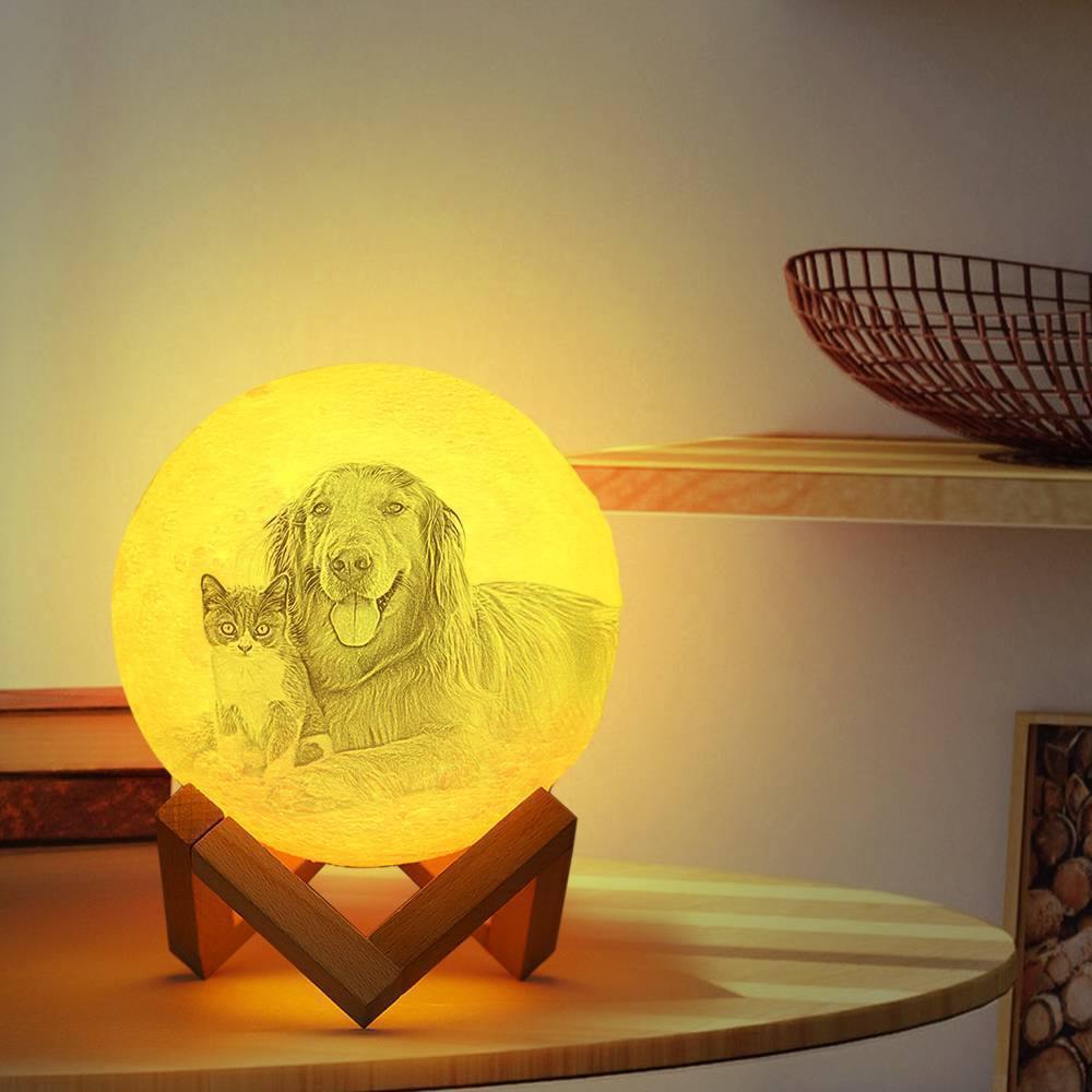 Photo Moon Lamp, Custom 3D Photo Light, Cute Pet - Tap Three Colors 10-20cm Available - soufeelus