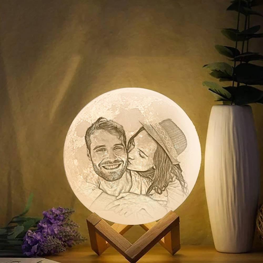 Photo Moon Lamp, Custom 3D Photo Light - Remote Control Sixteen Colors 15cm - soufeelus