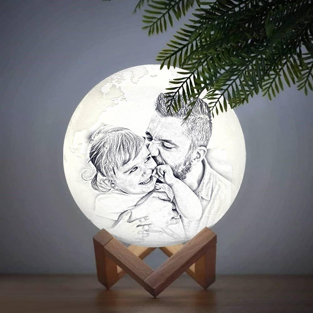 Photo Engraved 3D Printing Earth Light, Lamp Earth - Tap Three Colors (10-20cm) - soufeelus