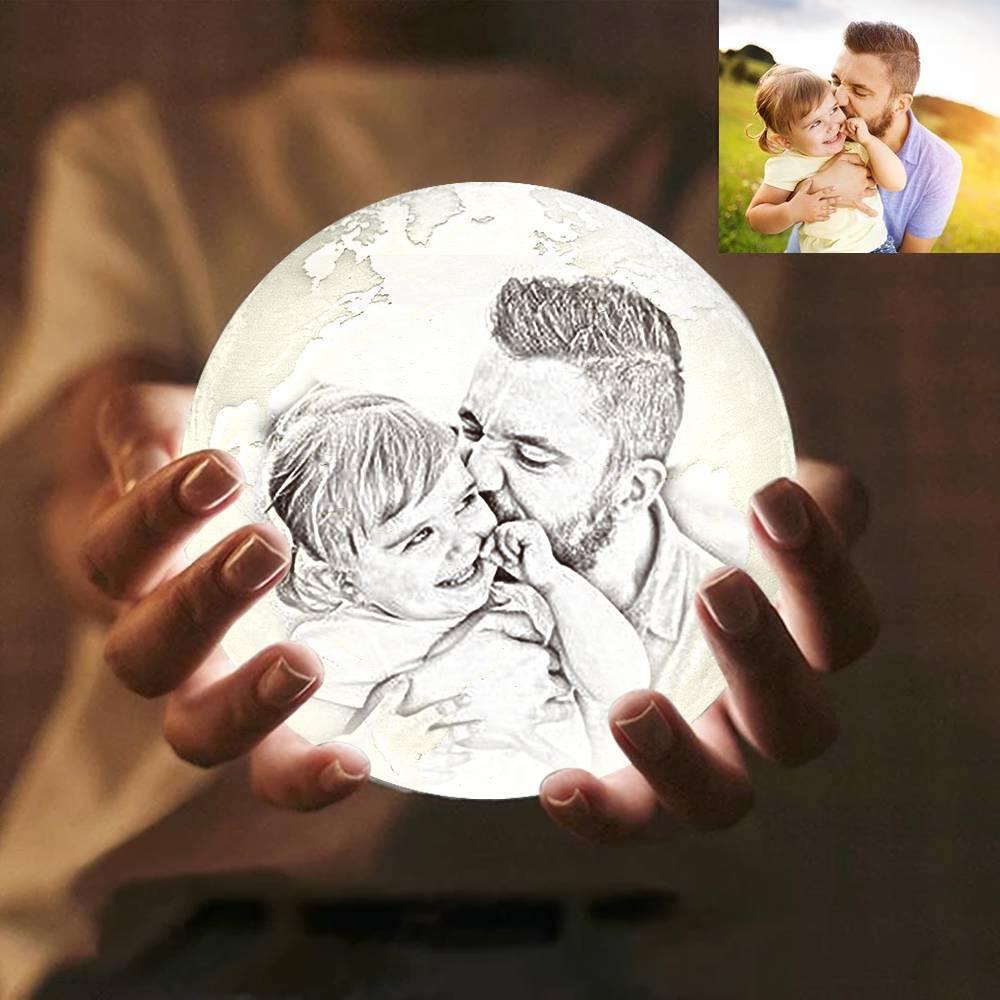 Photo Engraved 3D Printing Earth Light, Lamp Earth - Tap Three Colors (10-20cm) - soufeelus