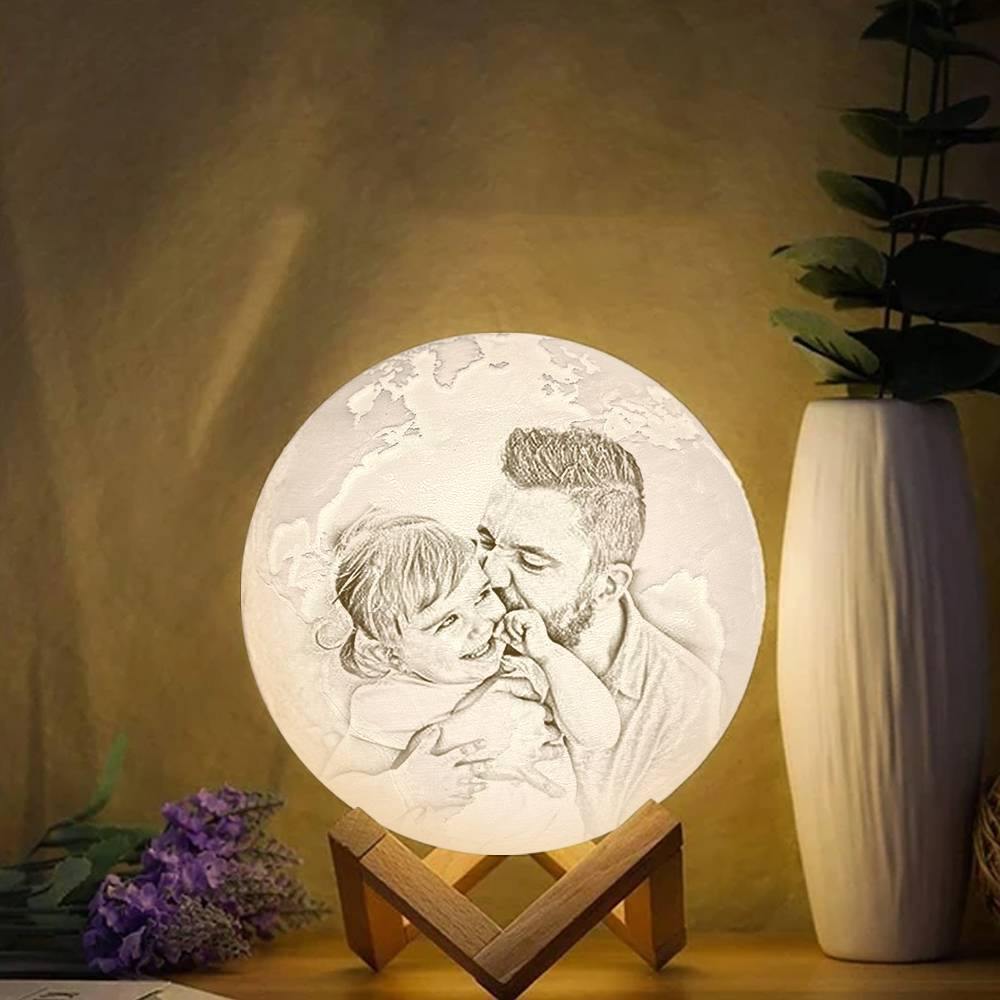 Photo Engraved 3D Printing Earth Light, Lamp Earth - Tap Three Colors (10-20cm) - soufeelus