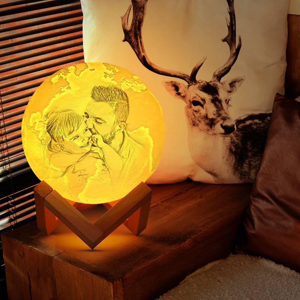 Photo Engraved 3D Printing Earth Light, Lamp Earth - Tap Three Colors (10-20cm) - soufeelus