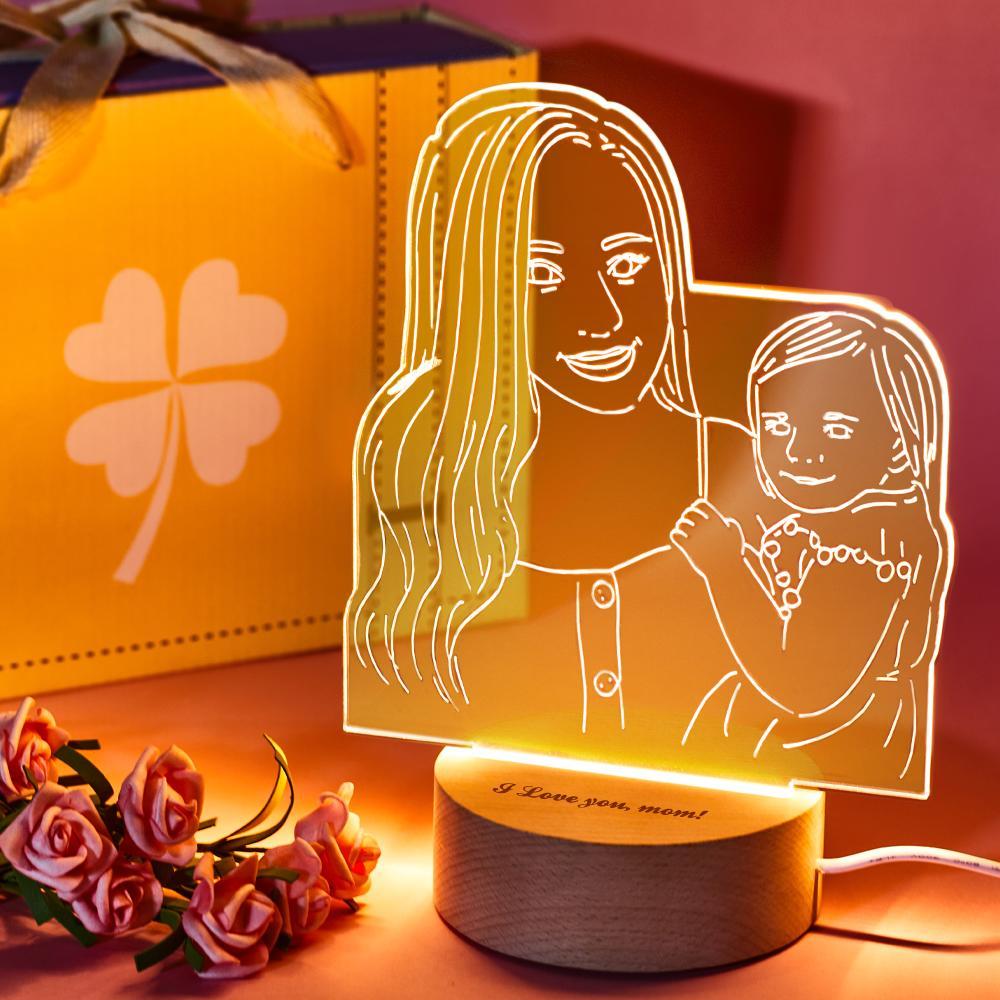 Custom 3D Photo Lamp Led for Bedroom Personalized Night Light Gift for Mom