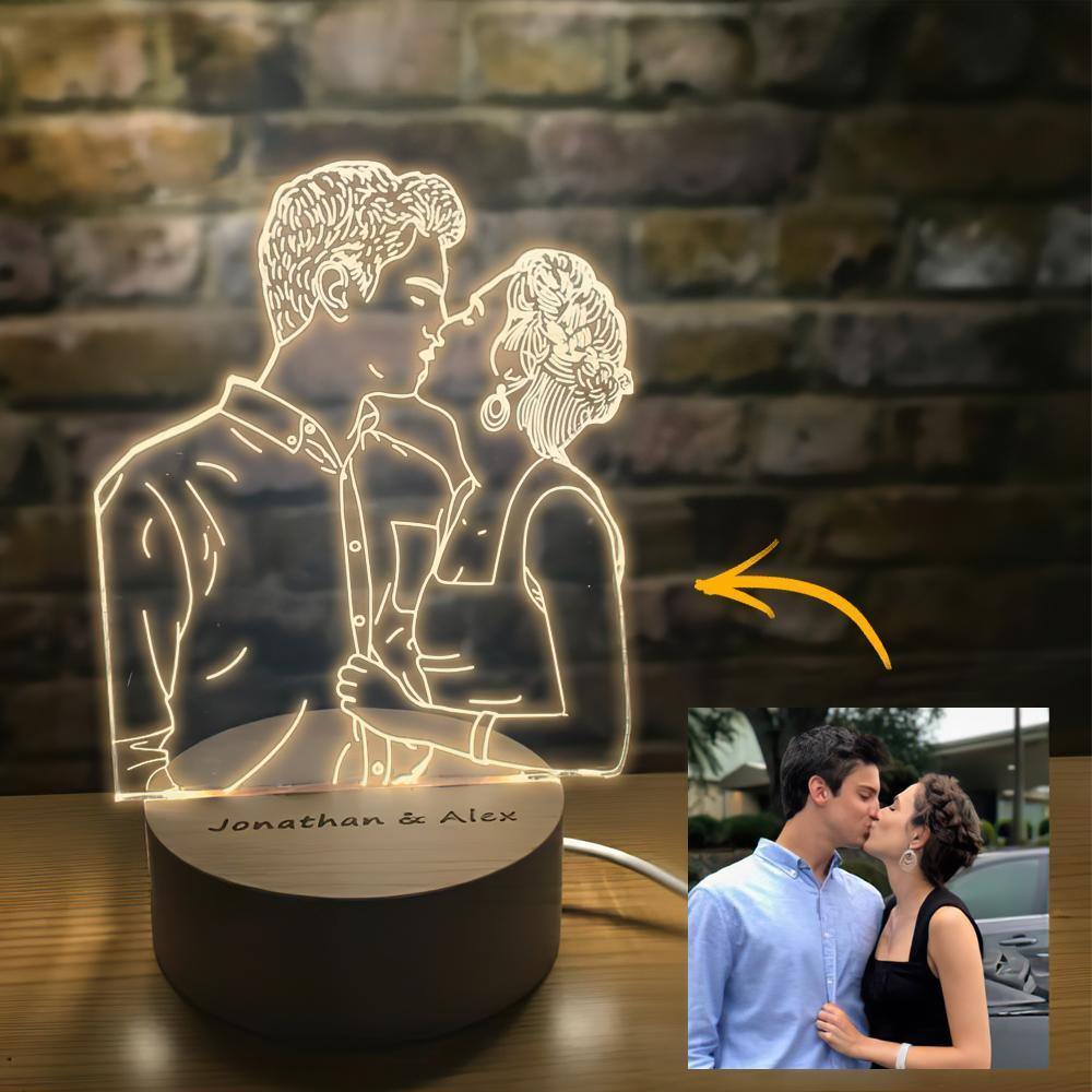 Custom 3D Photo Lamp Led for Bedroom, Personalised Night Light for Lovers - soufeelus