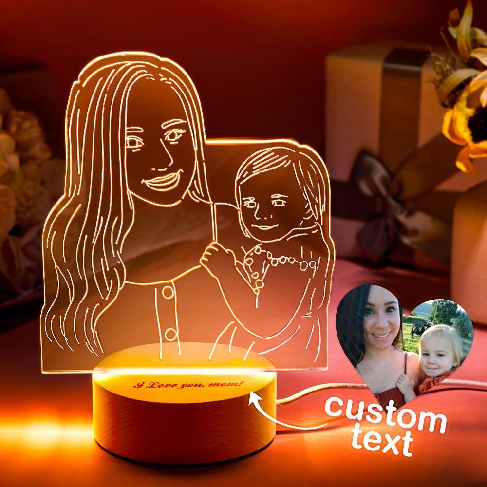 Custom 3D Photo Lamp Led for Bedroom Personalized Night Light Gift for Mom