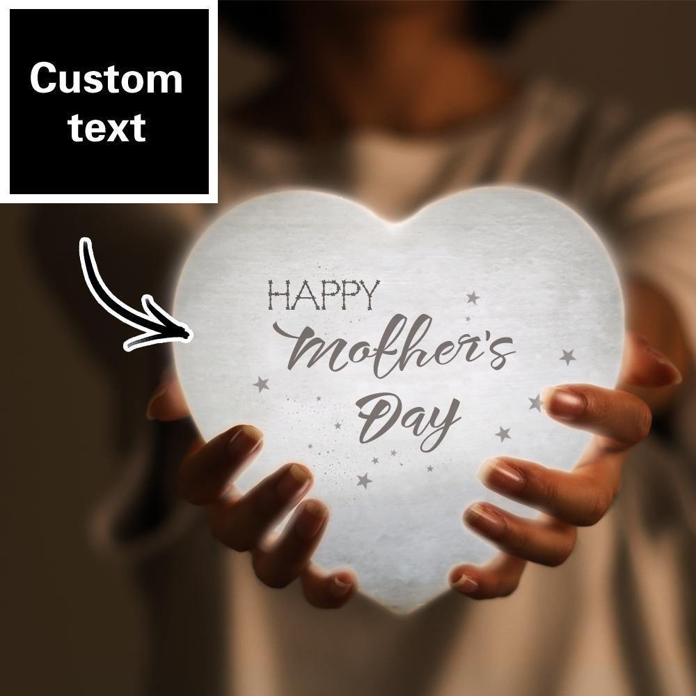 Engraved Moon Lamp Custom 3D Lamp Moon Heart Shape for Mother - Touch Three Colors 4.72inch 5.9inch Available - soufeelus