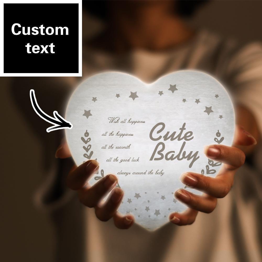 Engraved Moon Lamp Custom 3D Lamp Moon Heart Shape for Baby - Touch Three Colors 4.72inch 5.9inch Available - soufeelus