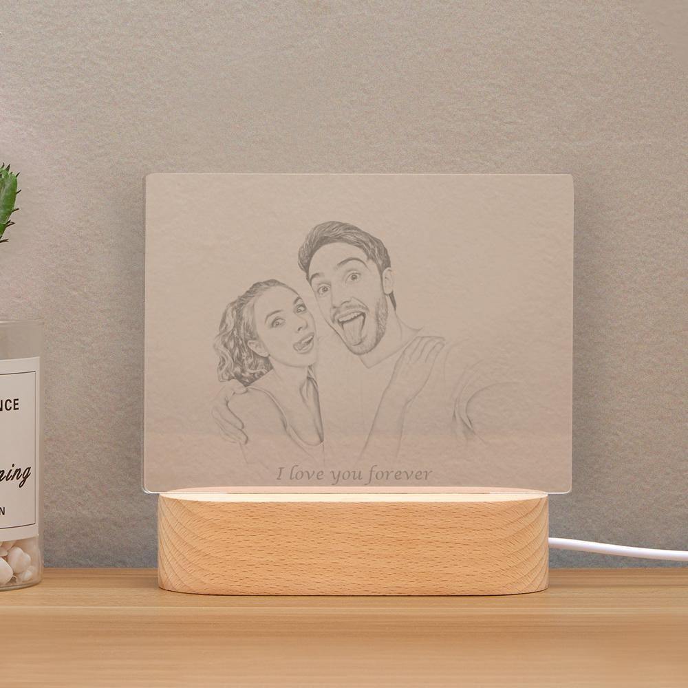 Personalised Photo Engraved Night Light Couple Theme - soufeelus