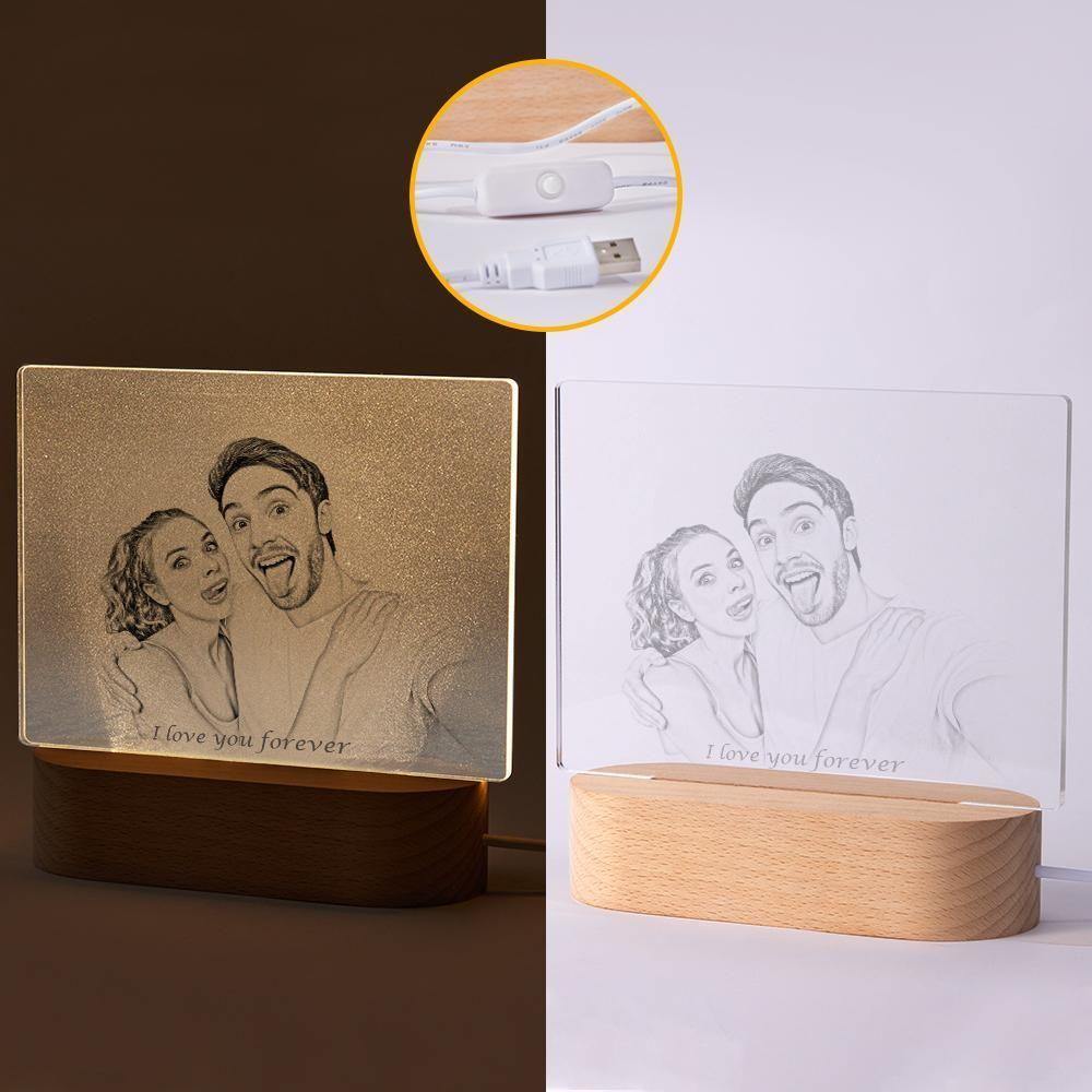 Personalised Photo Engraved Night Light Couple Theme - soufeelus