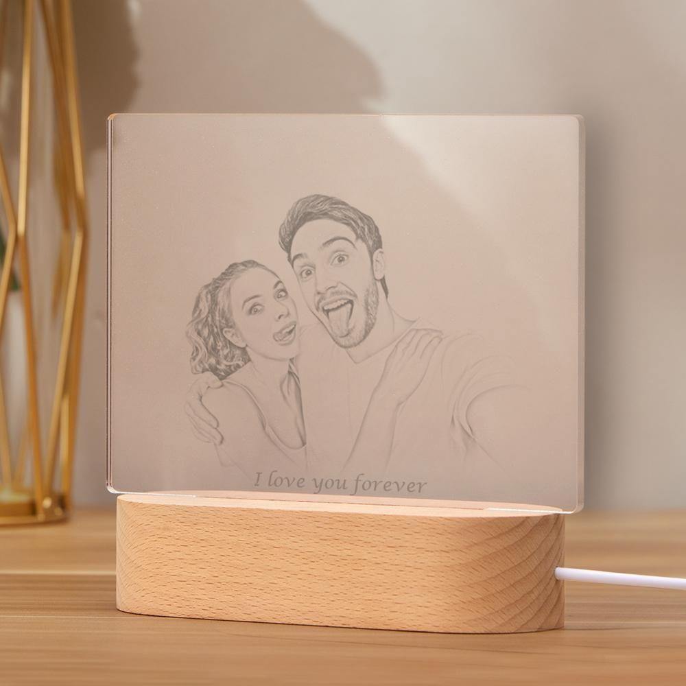 Personalised Photo Engraved Night Light Couple Theme - soufeelus