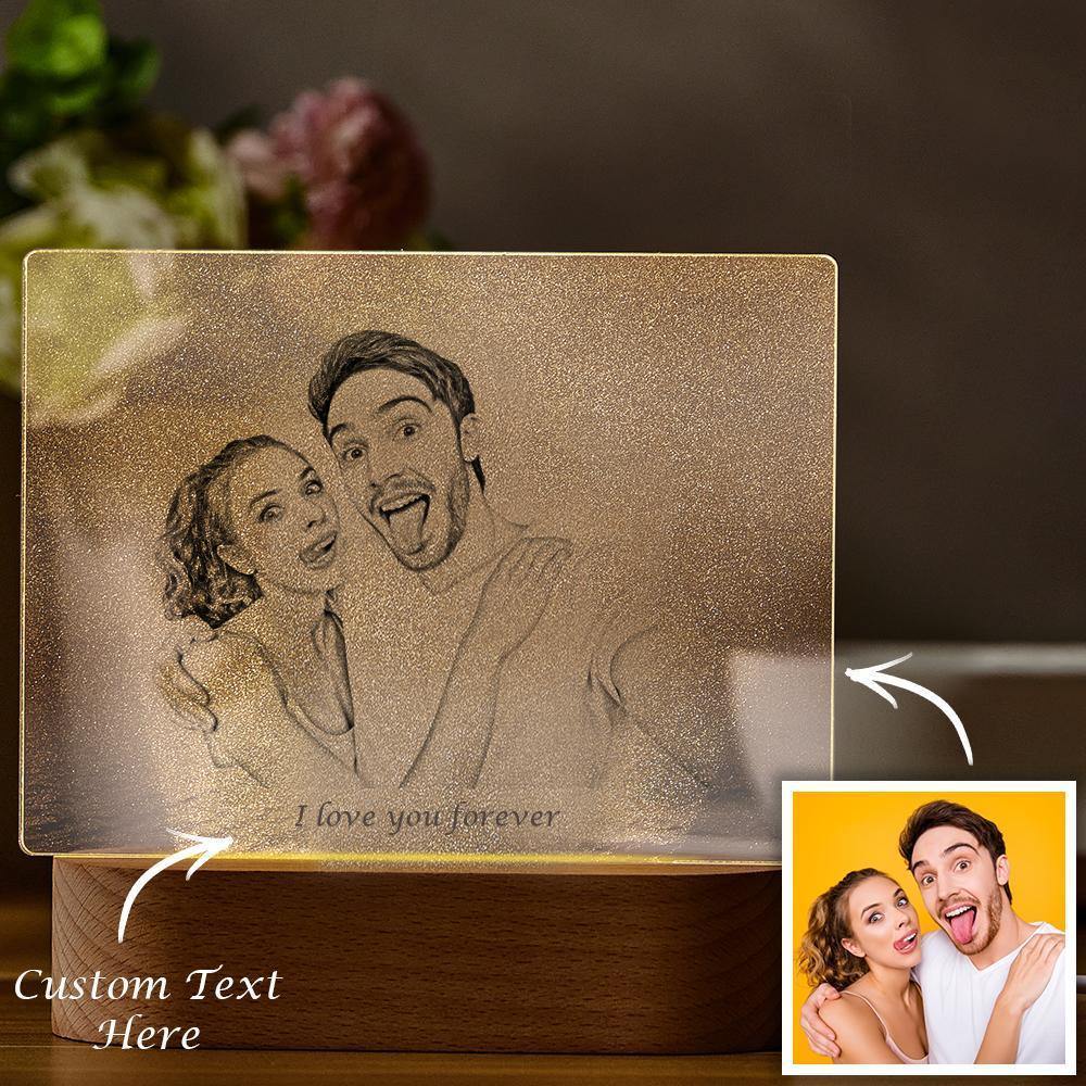 Personalised Photo Engraved Night Light Couple Theme - soufeelus