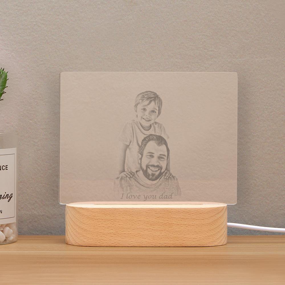 Personalised Photo Engraved Night Light Father Theme - soufeelus