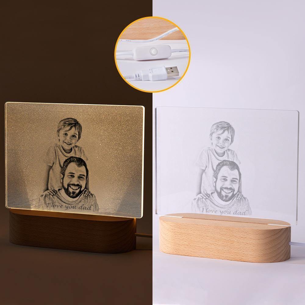 Personalised Photo Engraved Night Light Father Theme - soufeelus