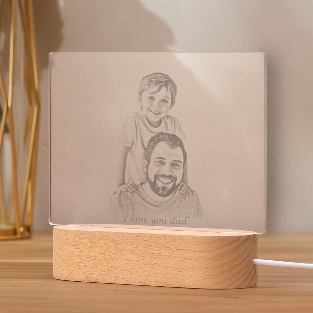 Personalised Photo Engraved Night Light Father Theme - soufeelus