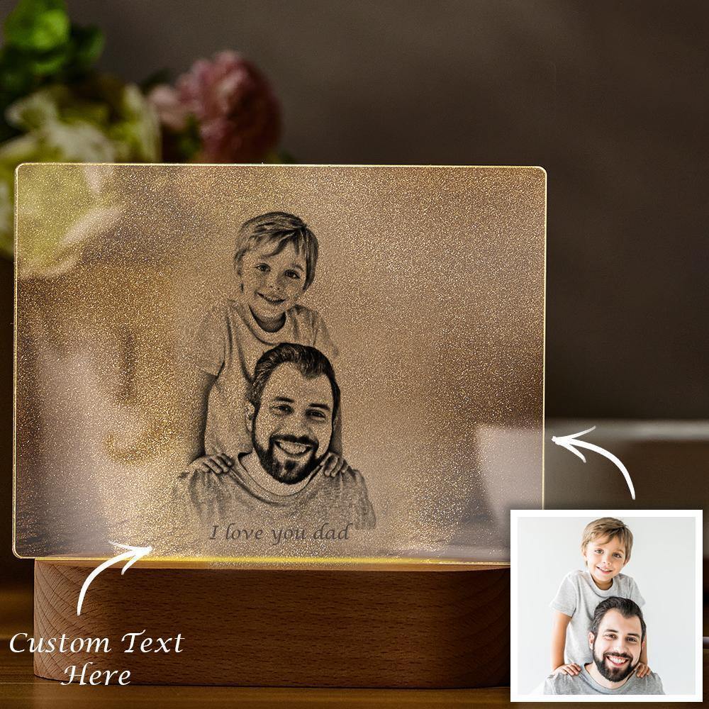 Personalised Photo Engraved Night Light Father Theme - soufeelus
