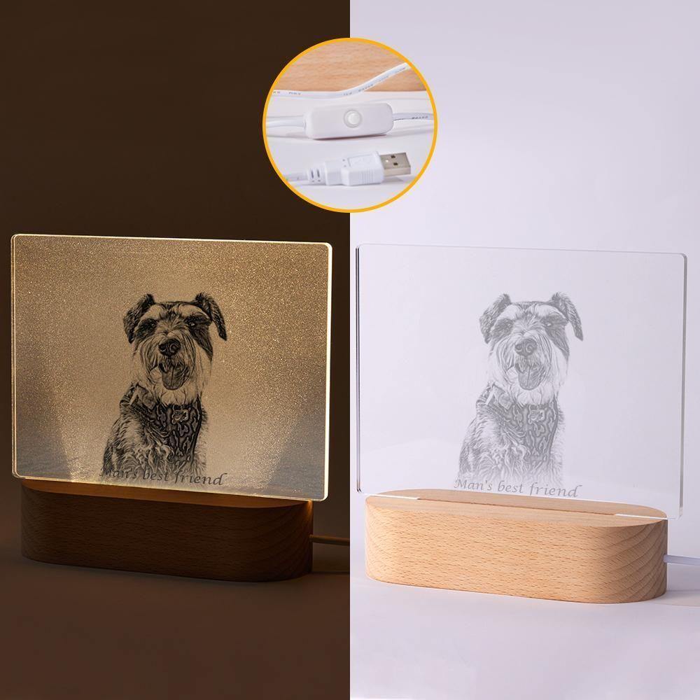 Personalised Photo Engraved Night Light Dog Theme - soufeelus