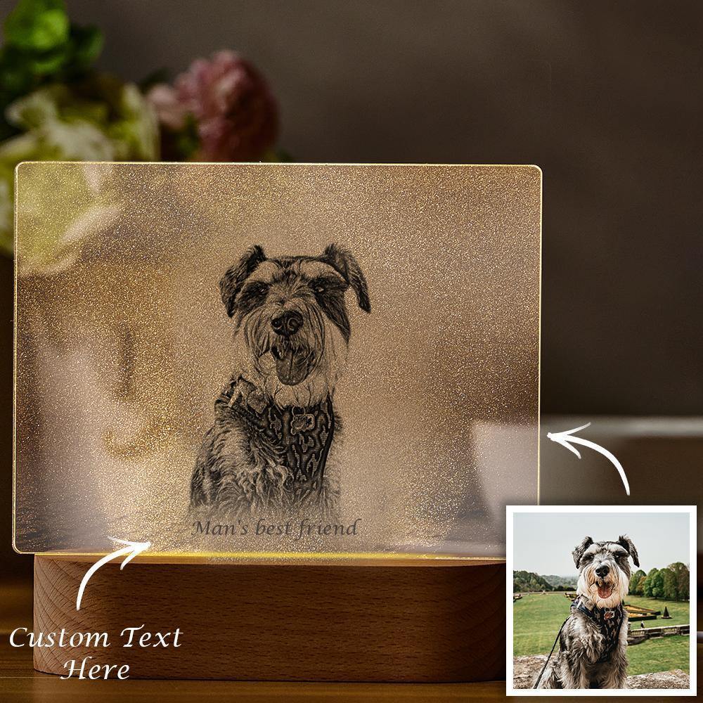 Personalised Photo Engraved Night Light Dog Theme - soufeelus
