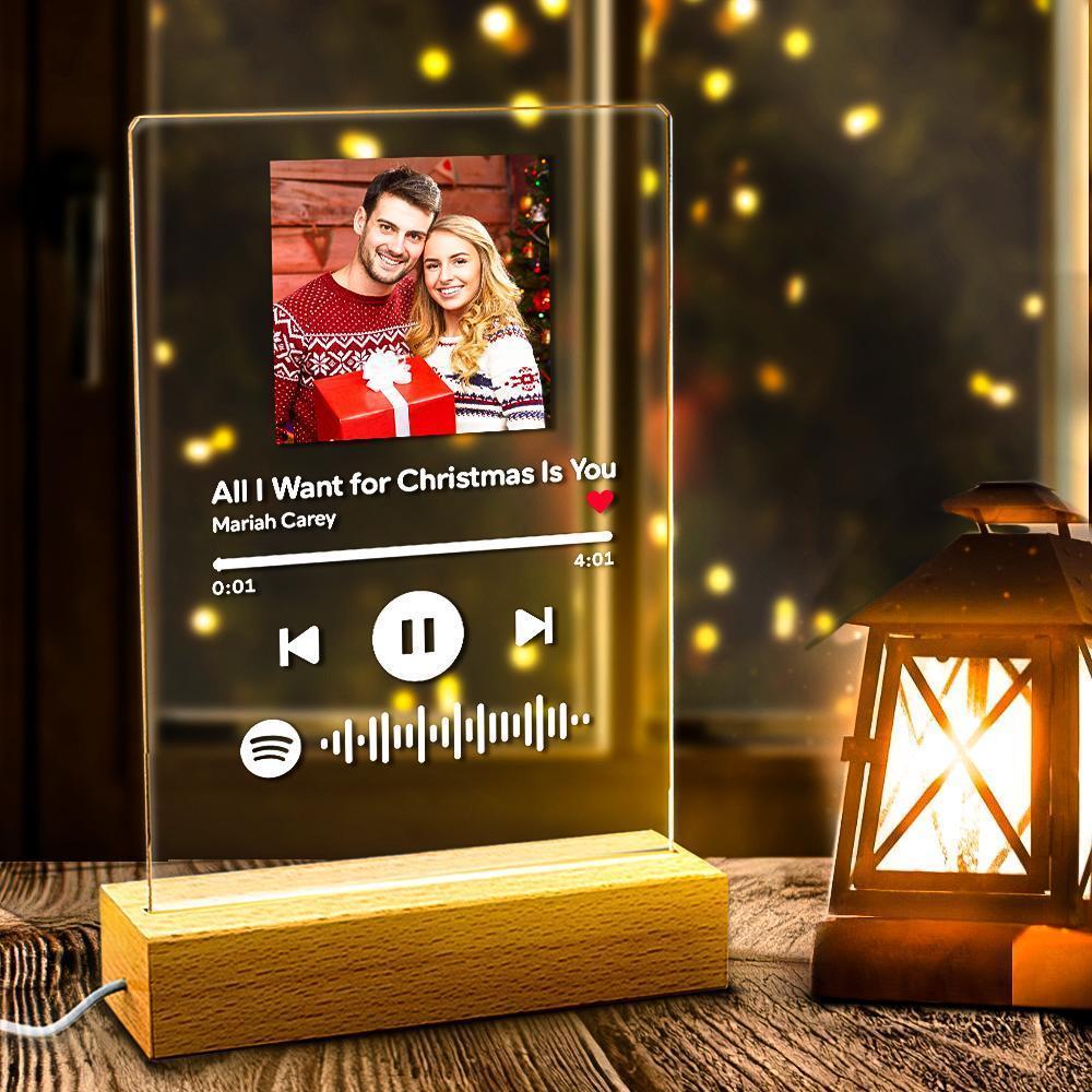 Scannable Christmas Spotify Code Photo Frame Acrylic Music Plaque Night Light Unique Christmas Gifts For Him