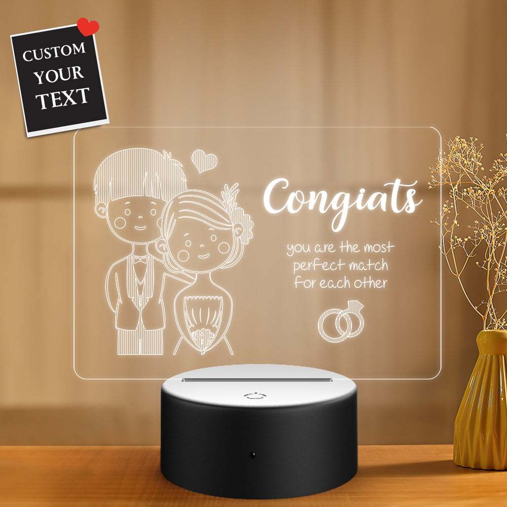 Personalized Gifts 3D Illusion Couple Custom Name Night Light - 