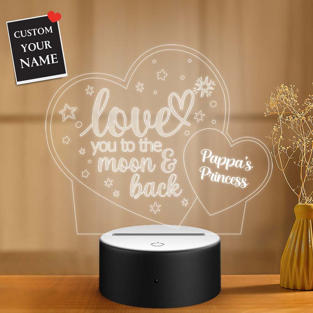 Personalized Gifts Loving Heart 3D Illusion Custom Name Night Light - 