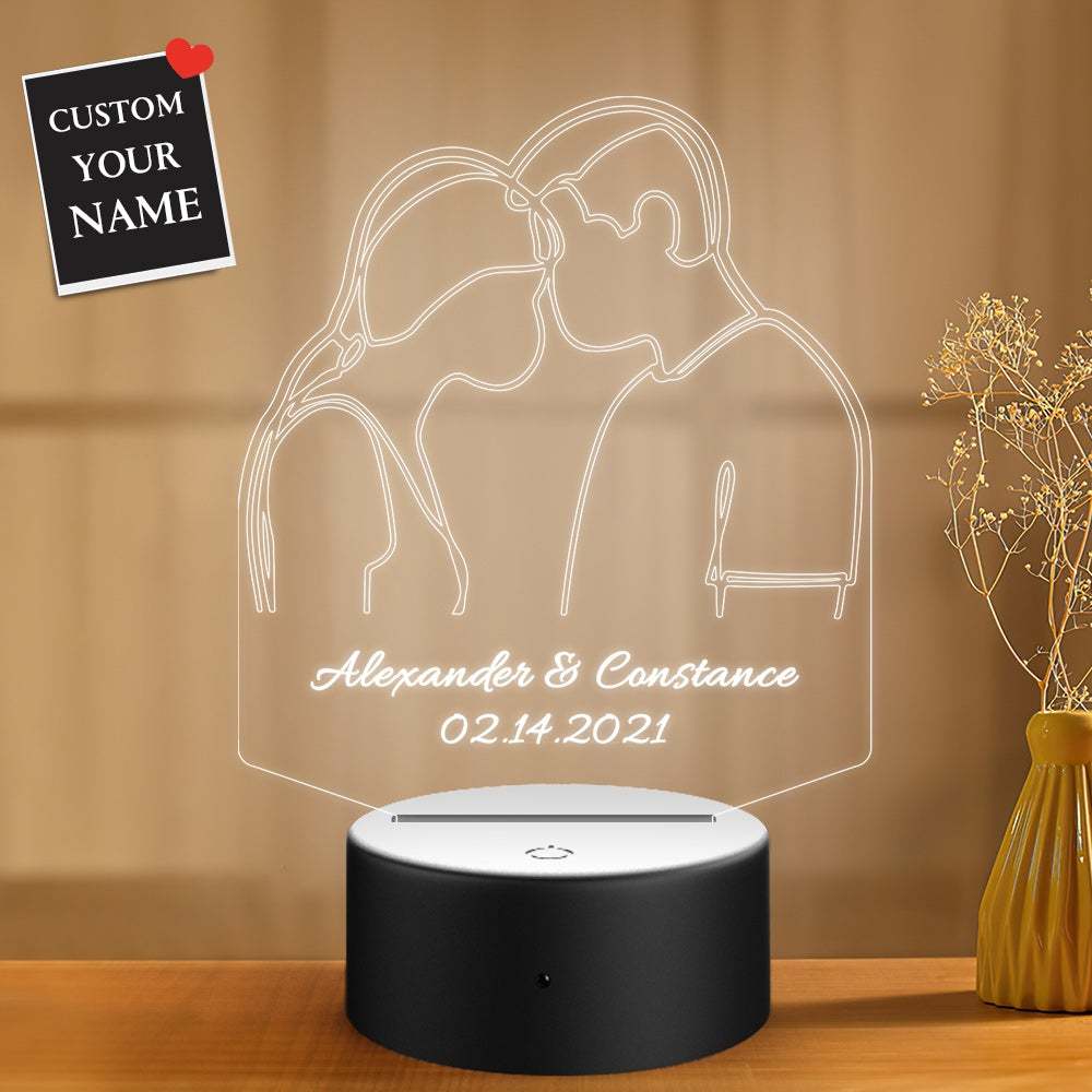 Personalized Lamp Custom Name and Date Valentines Day Gift - 