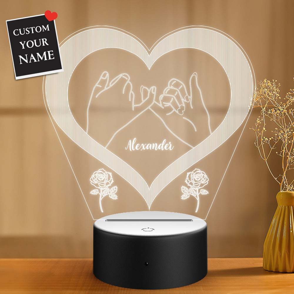 Personalized Acrylic Plaque Night Light with Hold Fingers Gift for Boyfriend Girfriend Valentine's Day - 