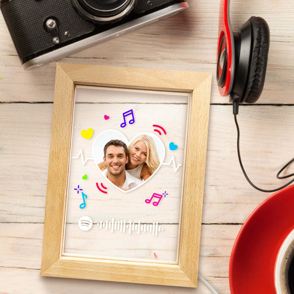 Custom Scannable Spotify Code Music Art Led Lamp Personalised Heart Picture Frame Nignt Light Gift -