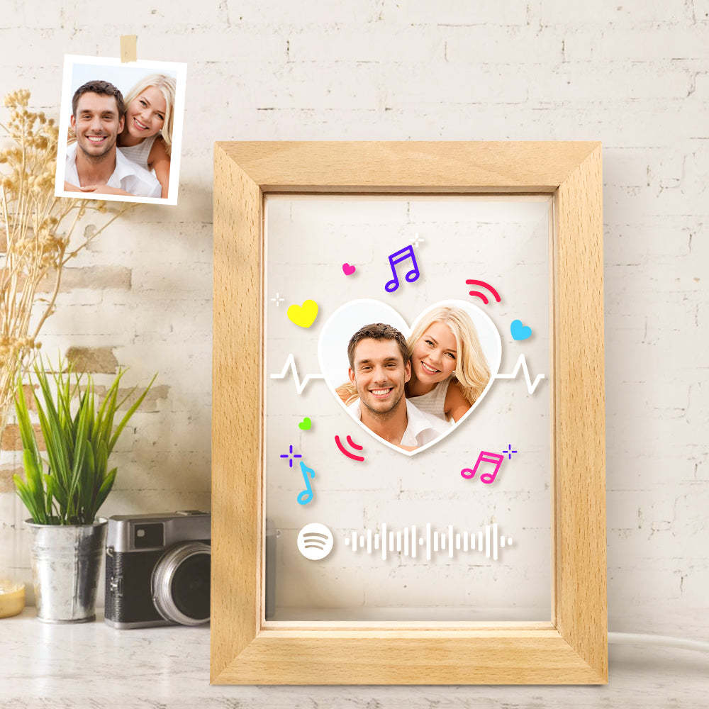Custom Scannable Spotify Code Music Art Led Lamp Personalised Heart Picture Frame Nignt Light Gift -