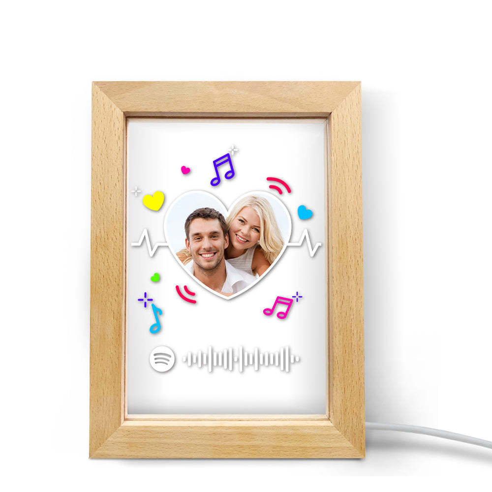 Custom Scannable Spotify Code Music Art Led Lamp Personalised Heart Picture Frame Nignt Light Gift - 
