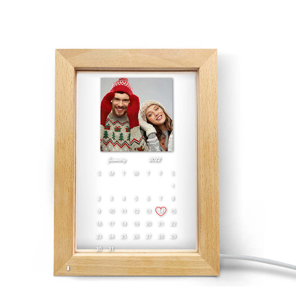 Custom Photo Calendar Led Lamp Personalised Picture Frame Nignt Light Gift - 