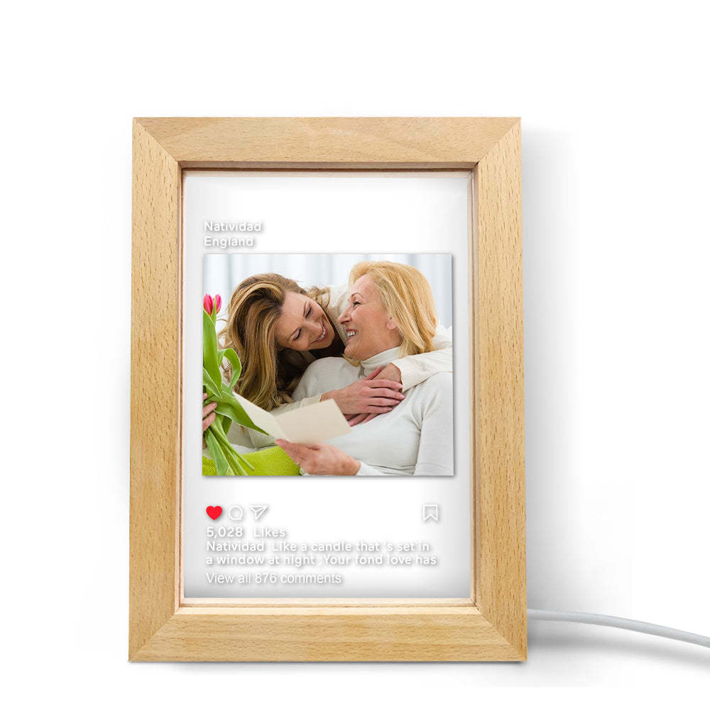 Custom Instagram Style Led Lamp Personalised Picture Frame Nignt Light Gift - 