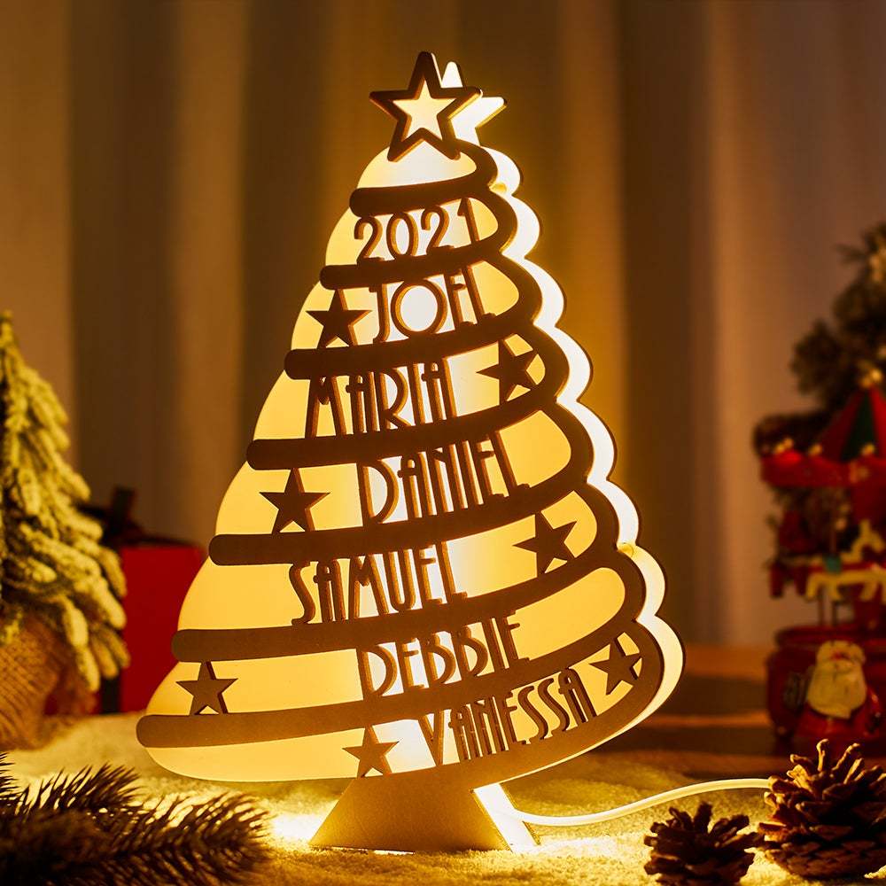 Custom Engraved Family Name Christmas Tree Unique Decorations for Family Christmas Gifts