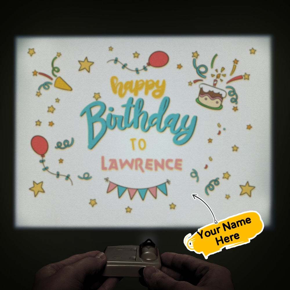 Custom Name Cartoon Happy Birthday Projector Lamp Home Party Decor Atmosphere Light Birthday Gift - 