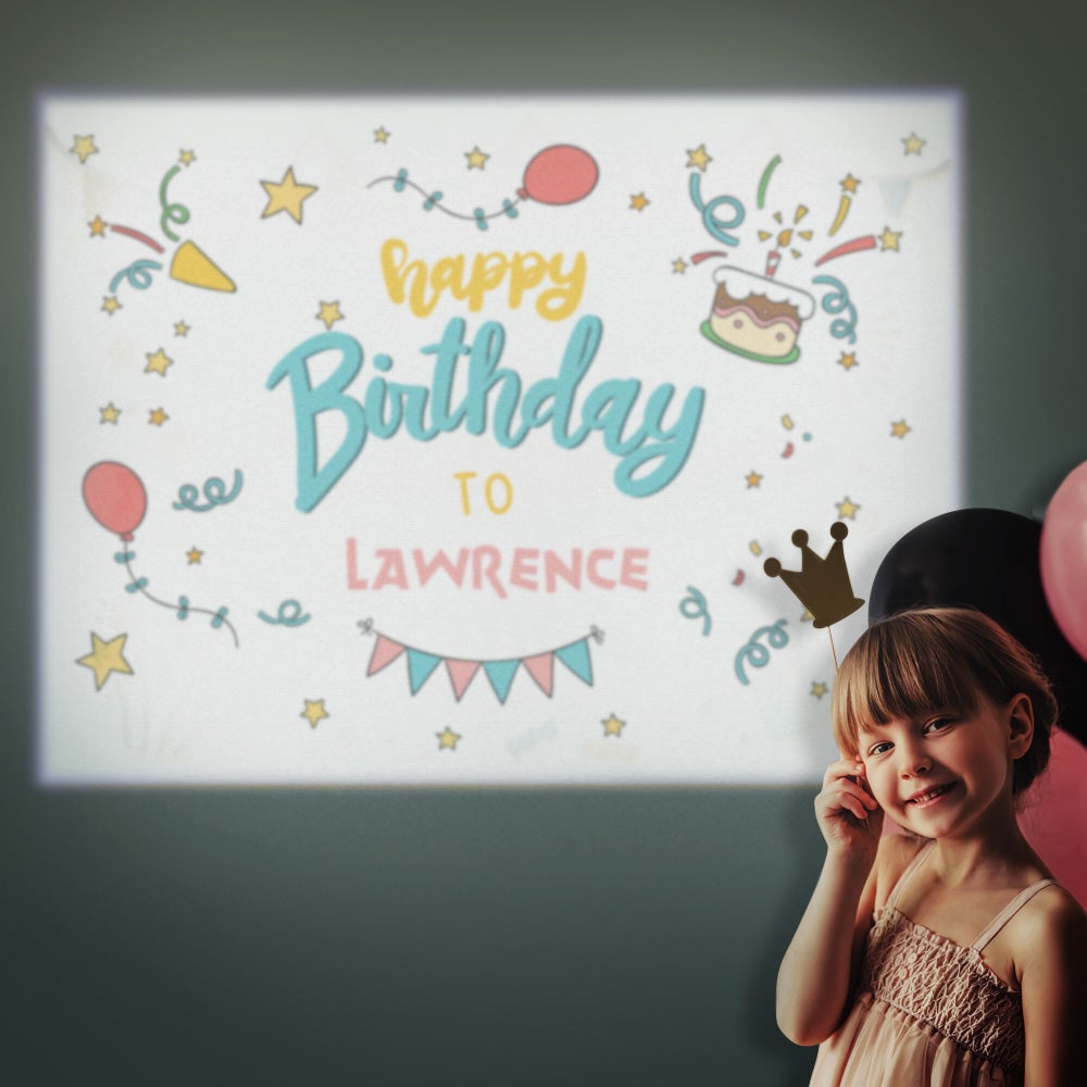 Custom Name Cartoon Happy Birthday Projector Lamp Home Party Decor Atmosphere Light Birthday Gift - 