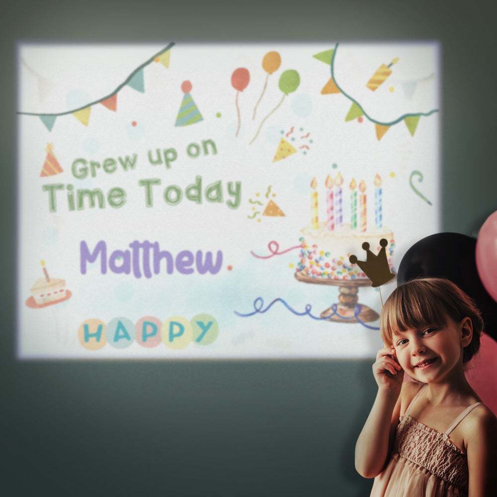 Custom Name Cartoon Grew Up on Time Today Projector Lamp Home Party Decor Atmosphere Light Birthday Gift - 