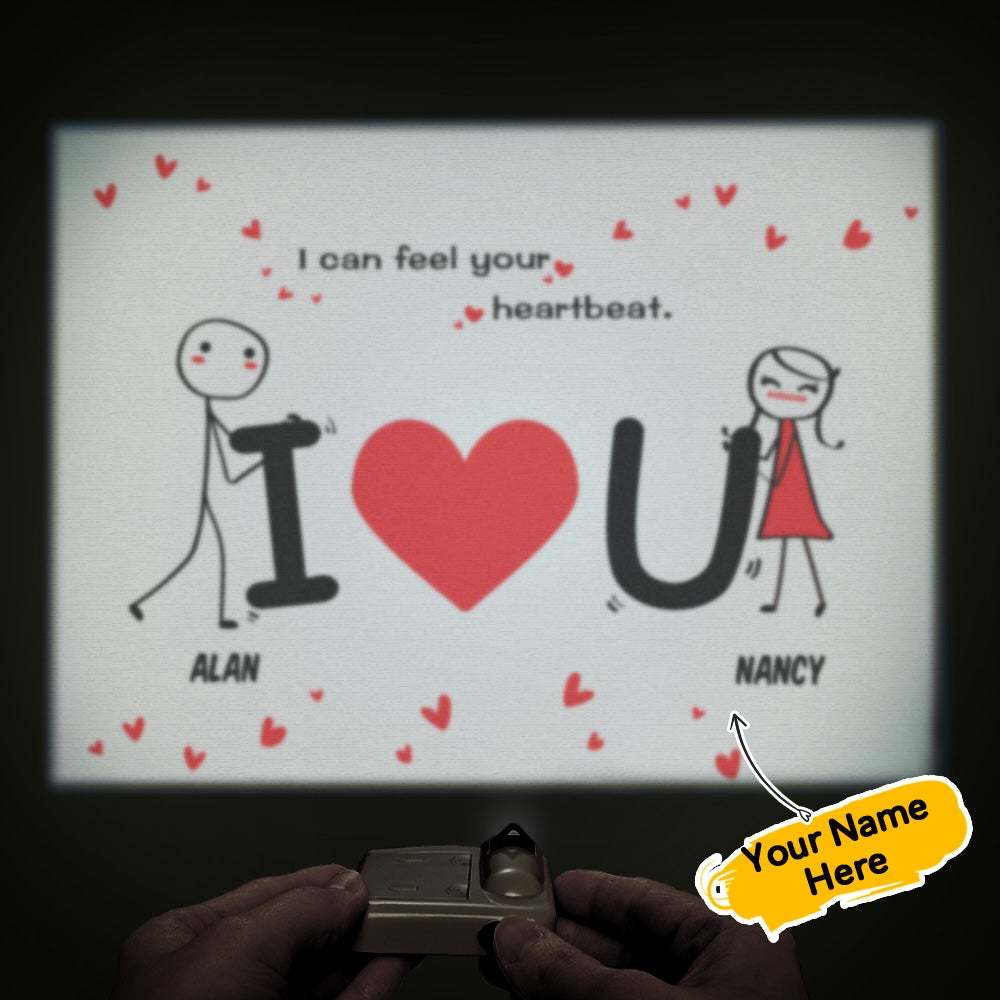 Custom Name Projector Lamp Romantic I Can Feel Your Heartbeat Home Party Decor Atmosphere Light Valentine's Day Gift - 