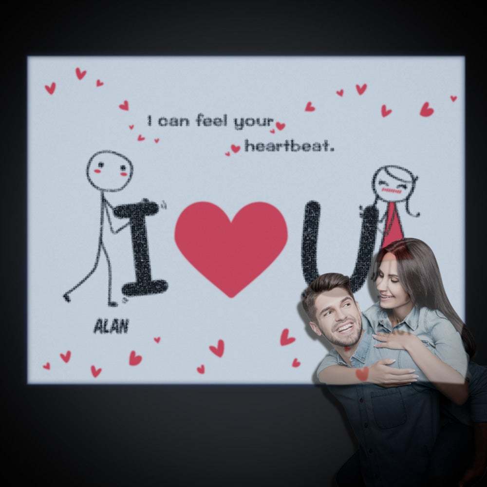 Custom Name Projector Lamp Romantic I Can Feel Your Heartbeat Home Party Decor Atmosphere Light Valentine's Day Gift - 
