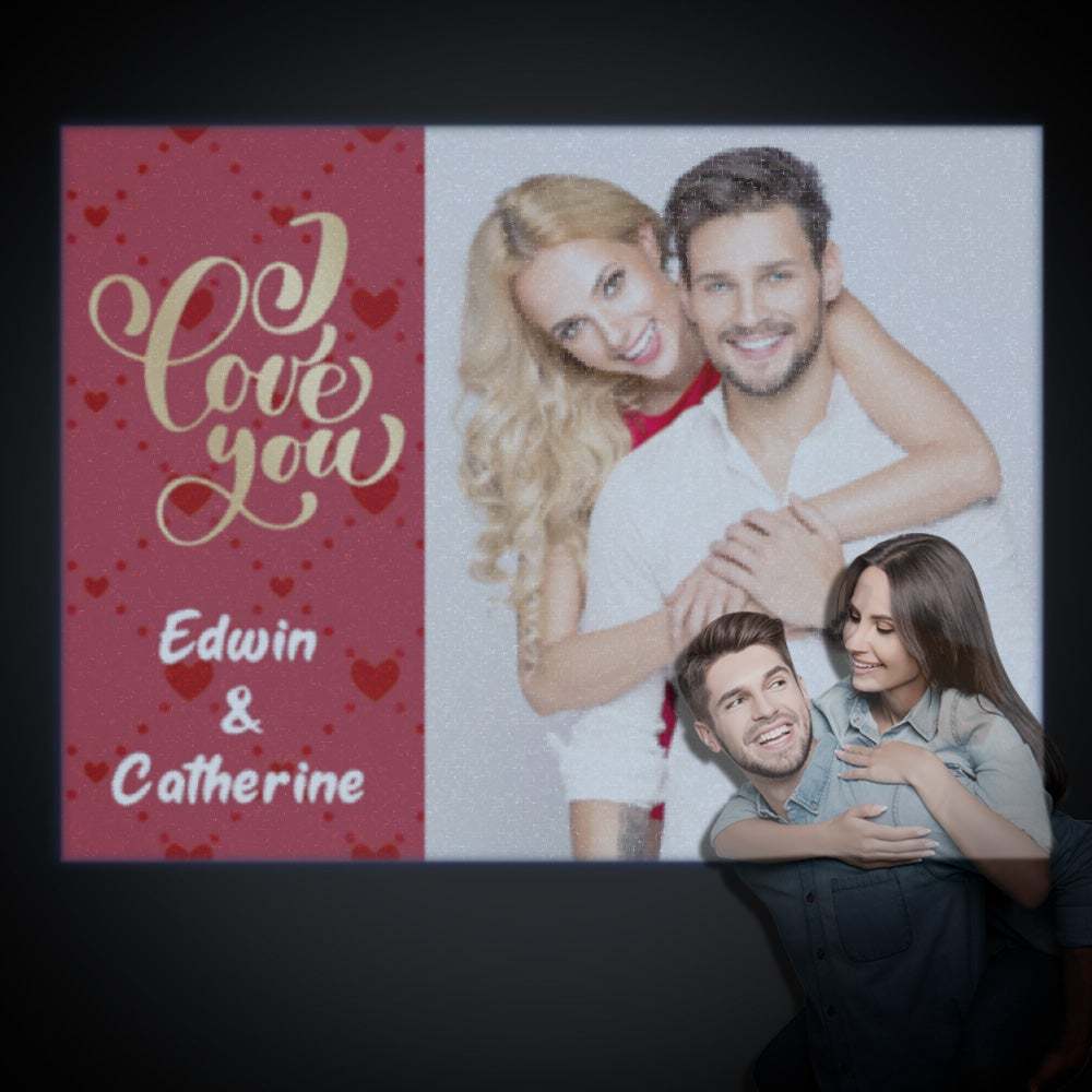 Custom Name Photo Projector Lamp Romantic Red Love Heart Home Party Decor Atmosphere Light Valentine's Day Gift - 