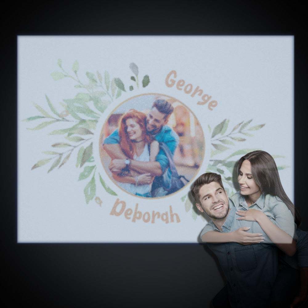 Custom Name Photo Projector Lamp Green Plant Home Party Decor Atmosphere Light Valentine's Day Gift - 