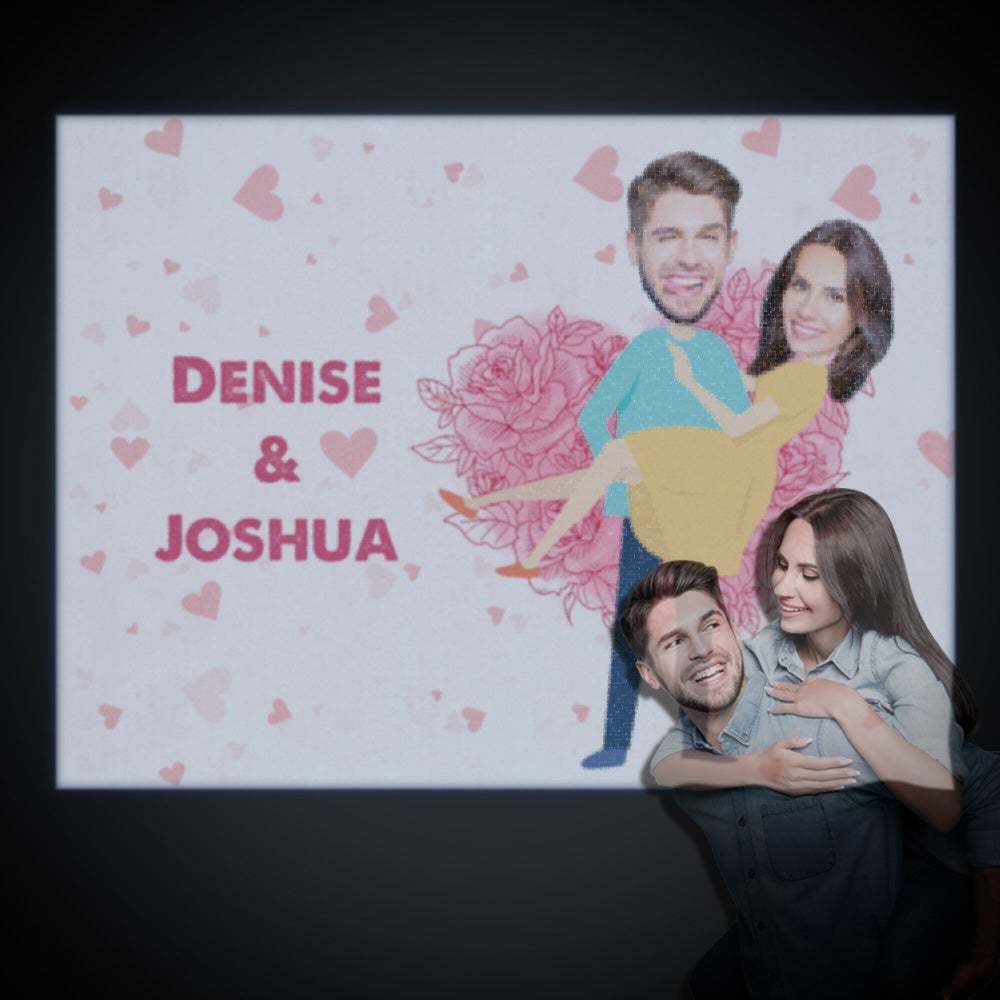 Custom Name Face Projector Lamp Romantic Pink Flower Home Party Decor Atmosphere Light Valentine's Day Gift -
